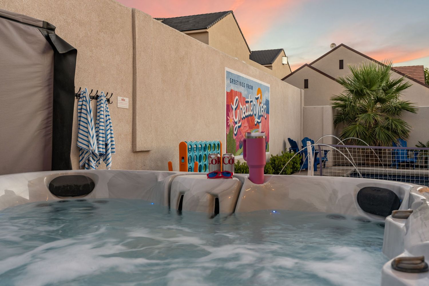 Hot tub at dusk